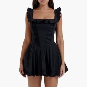 House of CB Jemima Ruffle Black Ruffle Cotton Dress